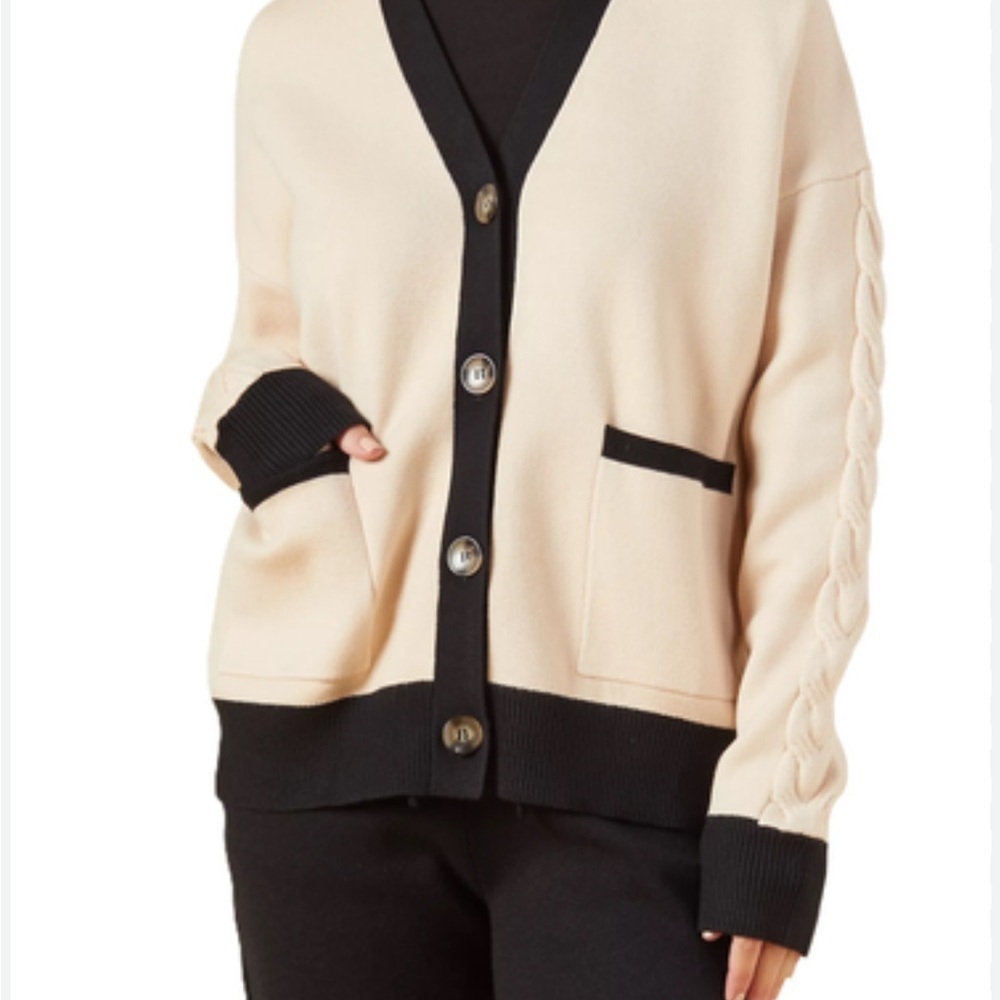 Monrow Colorblocked V-Neck Cardigan
